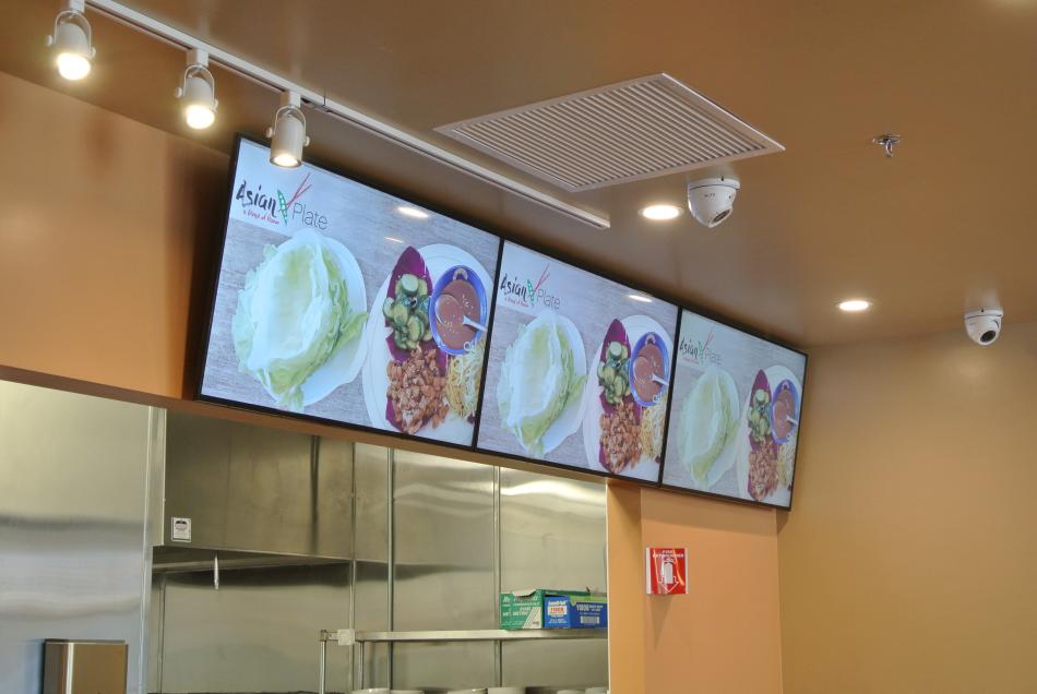 UMB-DBT mount used for menu board in fast casual restaurant