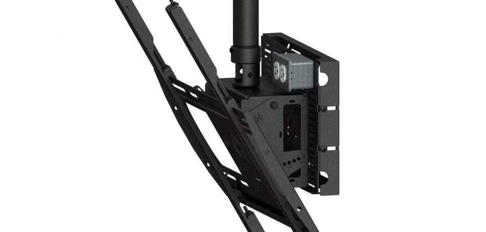 Premier Mounts Ultra Tilt Single Display Ceiling Mount with Media Player and Outlet