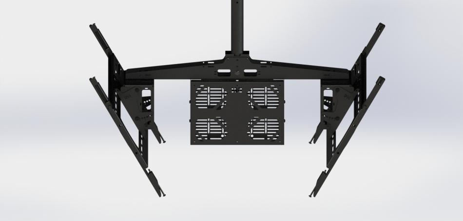 Premier Mounts Ultra Tilt Dual Swivel Portrait Ceiling Mount T-Bar with P4263F with Media Bracket